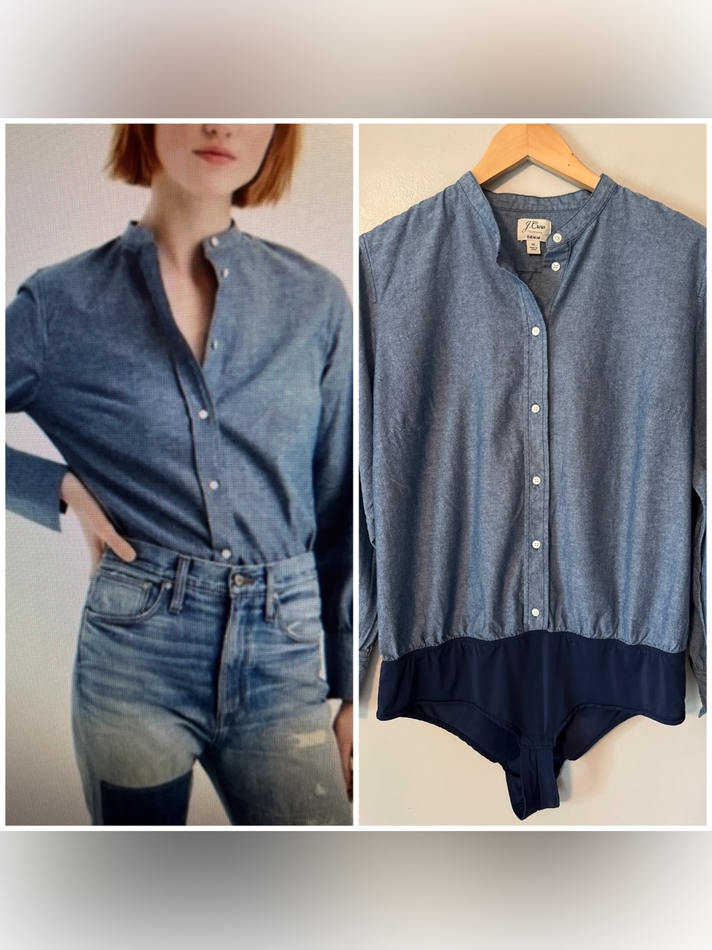 J. Crew Denim chambray bodysuit size 16